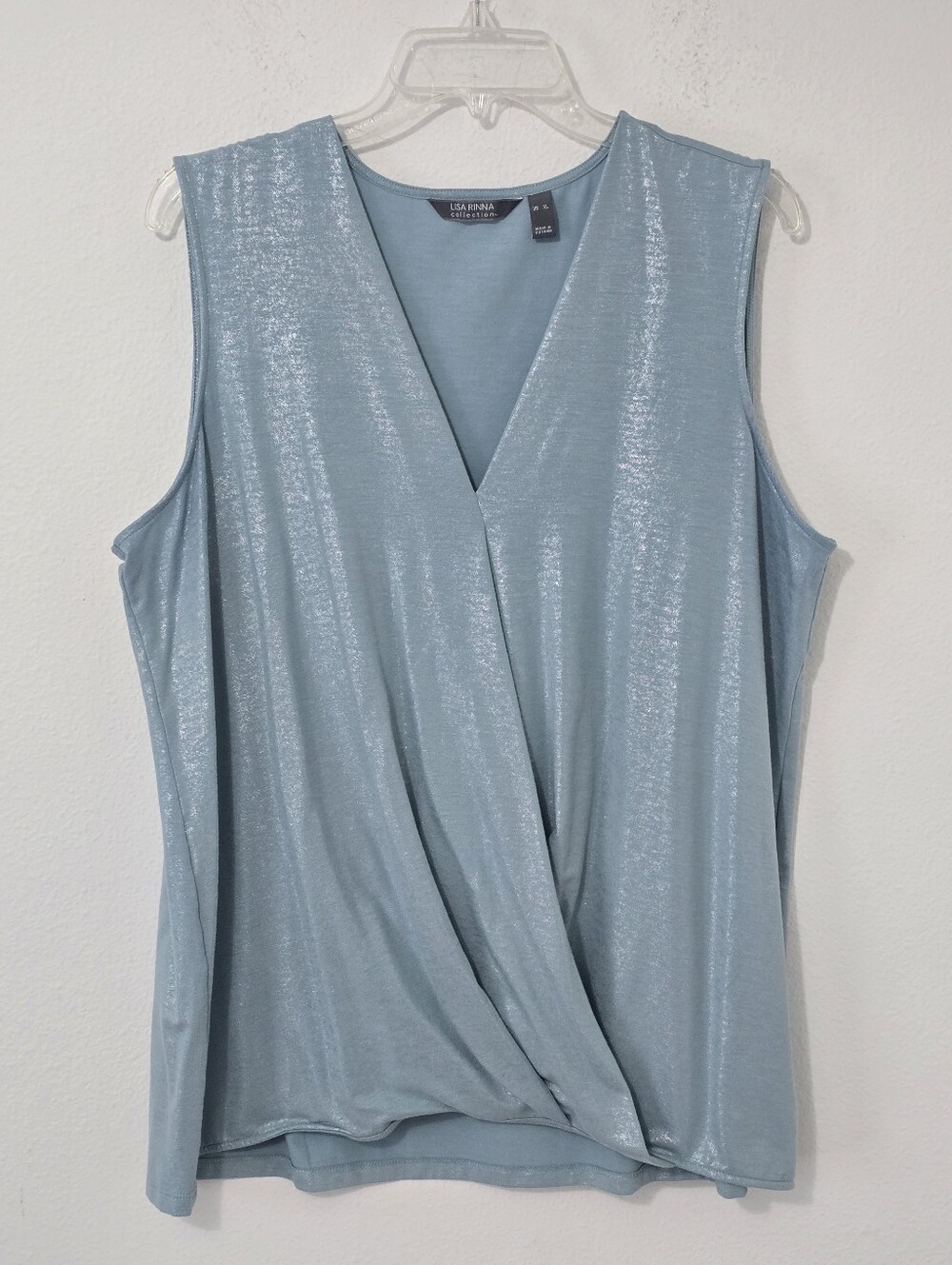 Lisa Rinna Collection Sleeveless Crossover Shimmer Top